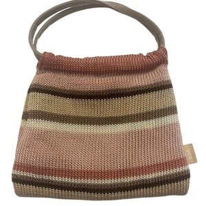 Sak Woven Handbag Clutch Snap Closure Inside Zip Pocket Nylon Striped Boho Small